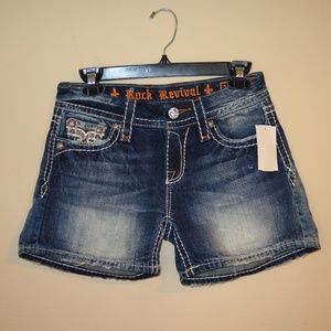 Rock Revival Julie Mid Rise Denim Shorts Sz 25 NWT